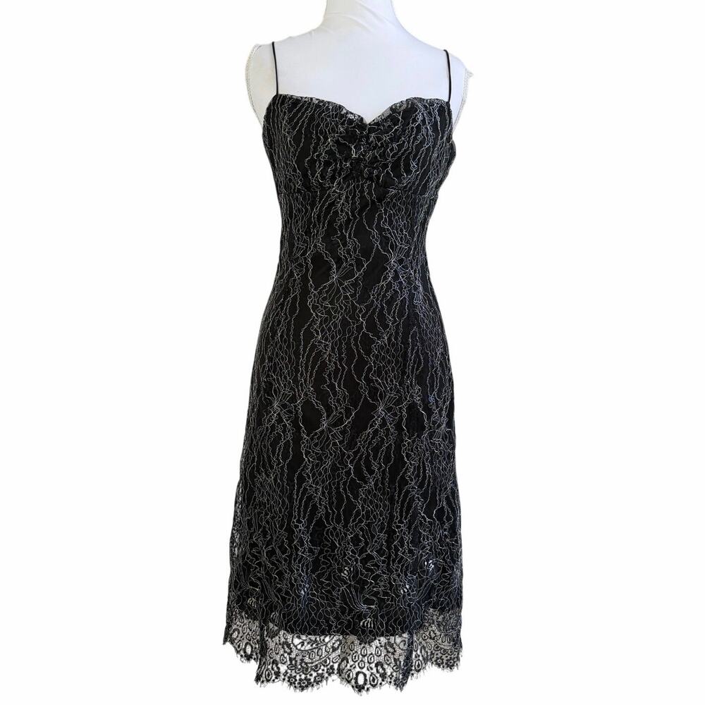 Vintage Betsey Johnson Dress Size 8 Made In USA Black Lace Y2K Goth Coquette